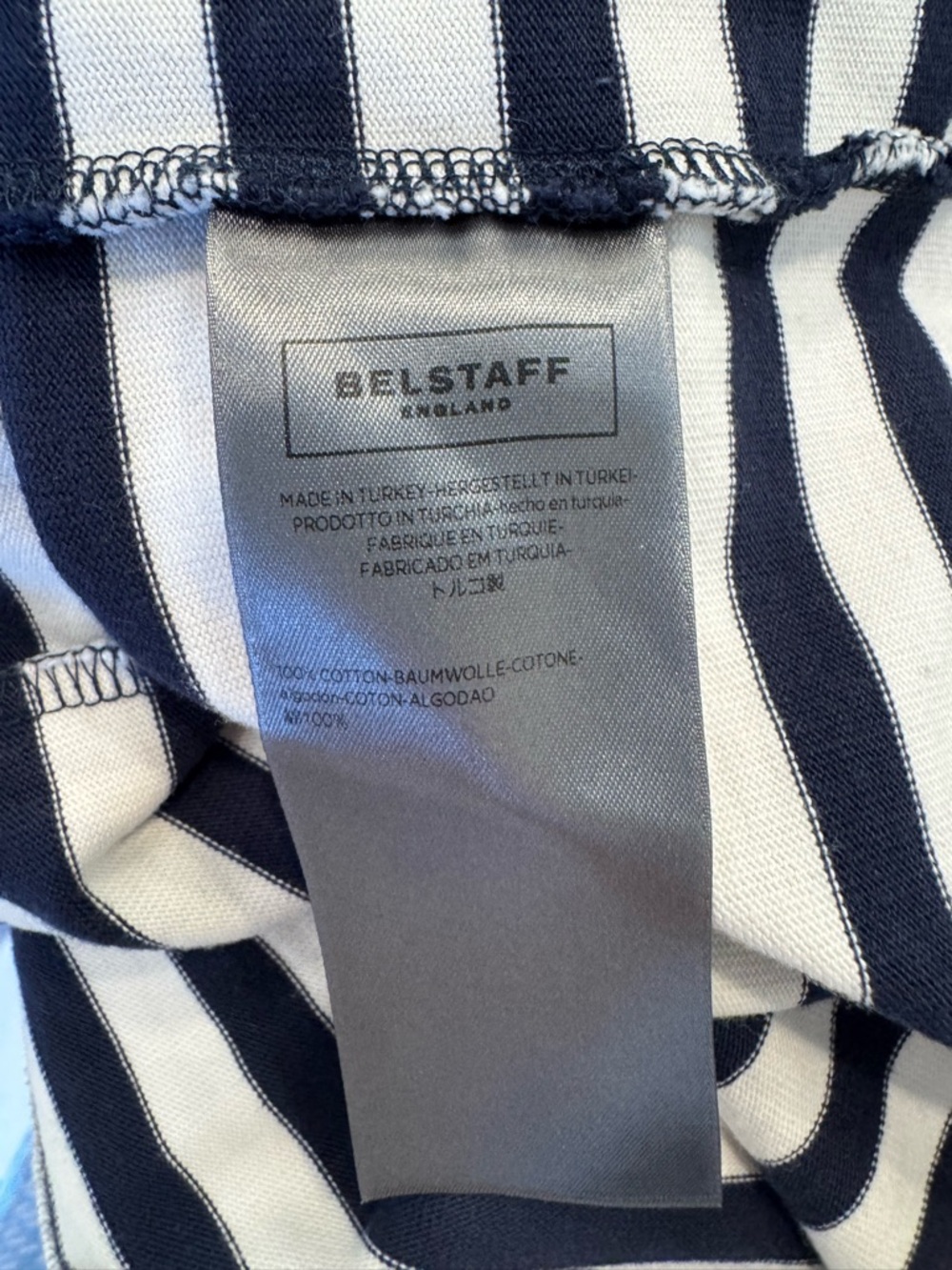 Belstaff Christina Maritime Striped Cotton Long Sleeve Navy Blue Shirt Small - Picture 5 of 10